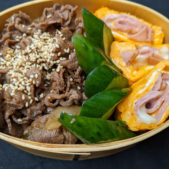 お弁当に‼️牛肉の甘辛生姜焼き